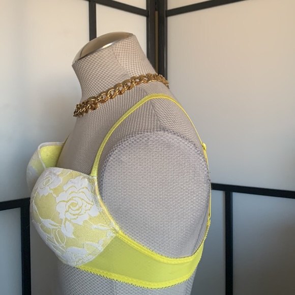36C Women's Signature Lace Push-Up Yellow Adjustable Bra Y2K Feminine Casual - Picture 9 of 14